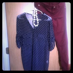 Sheer polka dot blouse